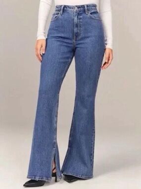 Abercrombie & Fitch Vintage Flare High-Rise Jeans with Front Slit Curve Love